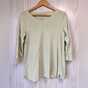 J. Jill 100% Pima Cotton Striped 3/4 Sleeve Tee Size M EUC